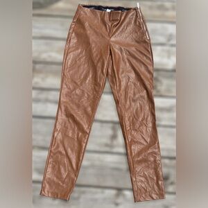 Calvin Klein Brown Faux Leather Low Rise Women's Trousers Small